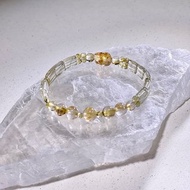 黃金隕石 |利比亞黃金隕石|黃水晶|鈦晶 |水晶手鍊 A35