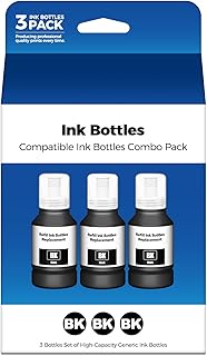 Ink Refill Bottles ET-2850 ET-3760 ET-3850 Replacement for Ink Bottles (3 BK) for ET 2850 ET 3850 ET