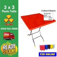 (Free Delivery) Plastic Table 3V original Red/Black/Yellow/Green/Marble Blue Meja Hitam 3 x 3 Kaki Besi / Kaki Plastic