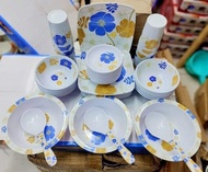 MELAWARE SET BUNDLE MAKAPAL  12 PCS PLATE 12 SALAD BOWL 12 SAUCER 12 CUP 3 SERVING BOWL 3 SERVING SP