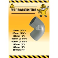 PVC 90-Degree Elbow Pipe Connector 15mm - 40mm