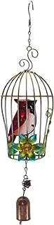 Wind Chime Bird Cage Wind Chimes For Outside Decoration Wrought Iron Glass Spray Paint Crafts Soothing Melodic Deep (Color : Red owl)