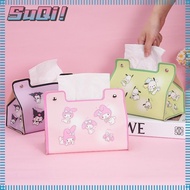 SUQI Tissue Napkin Holder, Waterproof Foldable Tissue , Storage Box PU Leather Kuromi Dustproof Car Papers Dispenser Car