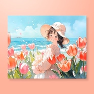 JINYOU paint by number girl and the sea acrylic paint filled hand-painted decompression oil paint decorative painting 20x30/30x40cm