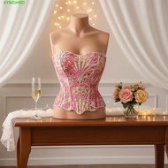 SYNCHRO Underwear for Women, Slim Fit Shapers Lace Fishbone Shapewear, Sweet Tummy Control Sleeveles