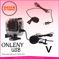 cod ONLENY USB Stereo Microphone for GoPro 3/4 / mic gopro vlog hero 4 5 7 kogan mic untuk zoom meeting pc laptop hp presentasi kamera vlog imam masjid terbaik instrumen mic kepala berkabel kecil besar jepit youtuber reporter microfon hp instrumen senam