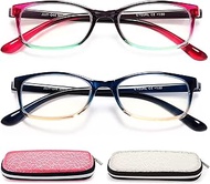 EYEURL Reading Glasses for Women, 2 Pack Blue Light Blocking Readers Lightweight Filter UV Ray/Glare Anti Eyestrain