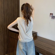 New Style Backless Design t Trendy Cross Design Ice Silk Short Sleeveless Backless Slimming Thin Ves