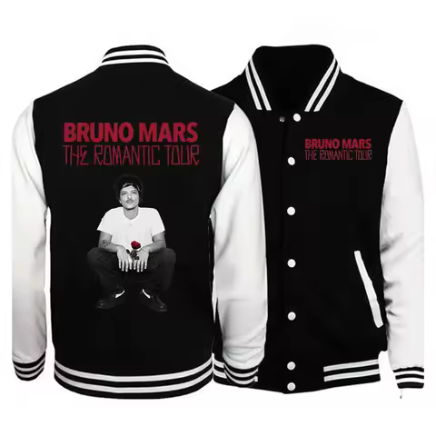 Bruno Mars The Romantic Tour 2026 Baseball Uniform Jacket Men Women Long Sleeve Streetwear Unisex Sp