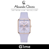 [Official Warranty] Alexandre Christie 2744BFRRGPU Women's Purple Dial Silicone Strap Watch