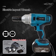 MEG-PRO Cordless Electric Impact Wrench 600NM LTS6 Heavy Duty 1/2 Inch High Torque Power Drive Ratch