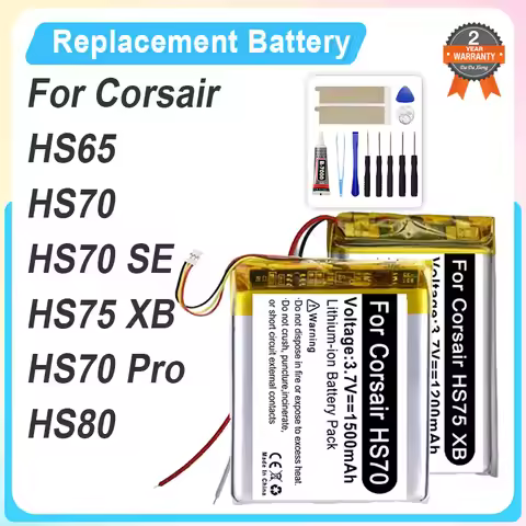 Replacement Battery For Corsair HS65 HS70 SE HS75 XB HS70 Pro HS80 Wireless Headphone + Tools