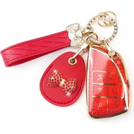 Key Fob Cover with Leather Holder Compatible with Airtag/RFID,Compatible with Chevy Tahoe Yukon GMC 