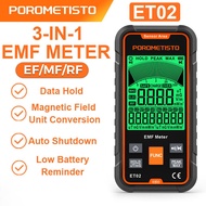 POROMETISTO ET02 3 in 1 Electromagnetic Radiation Detector Tester ET02 Handheld Digital EMF Meter Hi