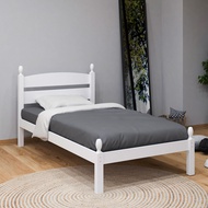 LOFT katil single NEWELL Single Size Solid Wood Bed Frame-White