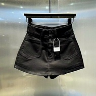 TIENSTYLE - 5 Button Black White Red Jean Skirt Pants with Bigszie 38kg-85kg, Fake Skirt Pants