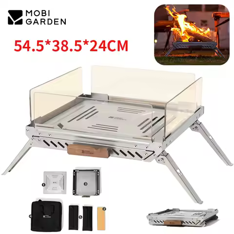MOBI GARDEN Outdoor Firewood Stove Camping Heater Burning Fire Table Stove Burner Cooking Stainless 