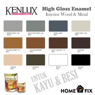 Cat Kayu Besi Kenlux Enamel Gloss Paint Wood &amp; Metal Brown &amp; Grey 1 Liter