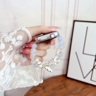 Candy Colored Chain Style For i-Watch Band 45mm 41mm 40mm 44mm Pearl Chain Clause Watch Band Strap i