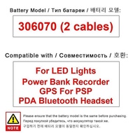 Battery 306070 2 Cables For Psp Pda Bluetooth Headset Led Lights Power Bank Recorder Gps Fast Chargi