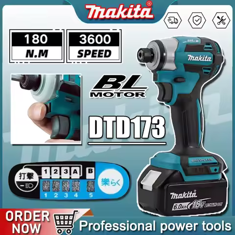 Makita DTD173 Brushless Electric Screwdriver Auto Repair Impact Screwdriver Batch 220N.m Electric Dr