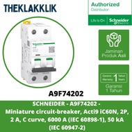 SCHNEIDER - A9F74202 - IC60N - Miniature Circuit Breaker - 2P - 2A - C Curve - 6000 a