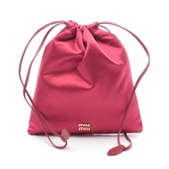 【二手】Miu Miu Duchesse Pouch 5NG010RED絲綢皮革抽繩手拿包（女款）