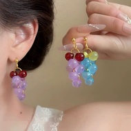 Small Fresh Grape Beaded Earrings Niche Design Unique Unique Unique Earrings