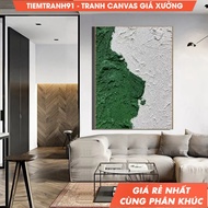 Wall painting, Green 3D Textured Painting Large Green Abstract Painting White 3D Minimalist Painting