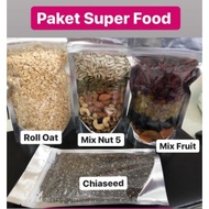 SUPERFOOD PACKAGE (mix nut, mix fruit, chiaseed, Roll Oat) healthy food healthy food