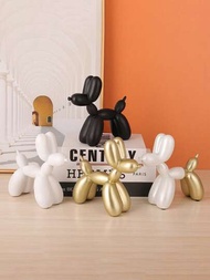 1個現代極簡主義氣球狗雕塑,適用於家居客廳、電視機櫃、酒櫃、書櫃、桌面裝飾,樹脂人像