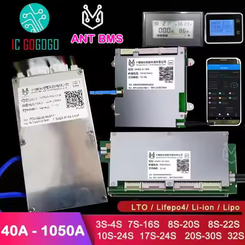 Smart Bluetooth ANT BMS 4S to 32S Lifepo4 Li-ion LTO Battery Protection Board 600A 300A 325A 100A 8S