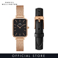 Daniel Wellington Gift Set -  Quadro 20X26 Pressed Melrose RG Black  + Quadro 10 Pressed Sheffield RG - Watch and Strap Set  for women - DW official - authentic