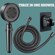 GD MALL 3in1 Shower Head With Hose Set Black High Pressure Bathroom Handheld Shower Sprayer