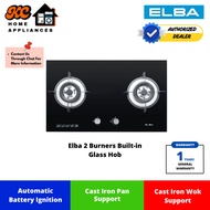 Elba 2 Burners Built-in Glass Hob | Free Standing | Tempered Glass | Brass Burner Ring | EGH-K8842G(