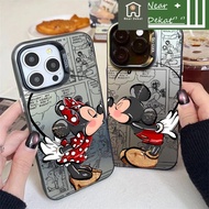 HJlovelyColor Casing Mickey Minnie Kiss Stitch Love Couple Case For iPhone 16 15 11 14 13 12 Pro