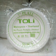 [LS] 50pcs Toli/Benxon Plastic Plate Packaging / Pinggan Plastik Makanan (7"/ 9")