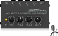 Headphone Amplifier, HA400 4-Channel Metal Stereo Audio Amplifier, Mini Earphone Splitter with DC 12