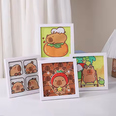 Capibala Diamond Painting Handmade Diy Children's Cute Capybara Diamond Sticker With Frame Cartoon D