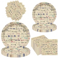 10/20/40pcs,Deadline Card Book Club Retro Party Disposable Paper Plate Napkins With A Reading Theme,