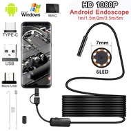 【จัดส่งจากกรุงเทพ】HD 1200P กล้องงู 7 มม.6 LED Endoscope กันน้ำ Borescope กล้องตรวจสอบสำหรับโทรศัพท์ 