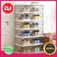 [DJ Home] (1/3/6Layers) Foldable Shoes Storage Box Stackable Shoes Storage Rack With Lid Supplies