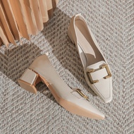 sandal perempuan high heels heels for women 530-9 Retro Square Toe High Heels - 5cm Thick Sole | Sof