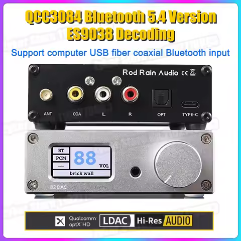 Rod Rain Audio DAC QCC3084 5.4 Bluetooth PCM1794A Decoder Audio Hifi USB Dac Bluetooth Receiver APTX