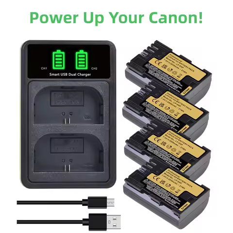 2850mAh LP-E6P Li-ion Battery/LP-E6 Charger for Canon EOS R5 Mark II,EOS R6 Mark III,EOS R5,R6,R7,R,