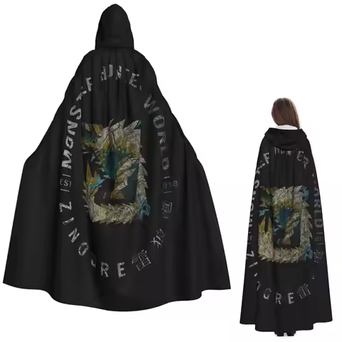 Monster Hunter Vintage Zinogre Long Hooded Cloak Witch Medieval Costume Cosplay Cape HalloweenParty 