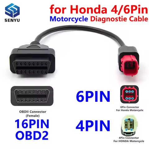 for Honda Motorcycle Diagnostic Cable 4/6Pin Code Reader Resetter Connector Socket for CAN Bus OBD2 