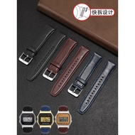 HICC Adapt to Casio Small Square Genuine Leather Strap A159W-N1 A158WA F-91 Cowhide Bracelet Men Wom