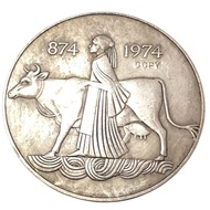 ⚡1974 Iceland 1000 Kronur 1st Settlement Silver Plated Copy Coin Y♀