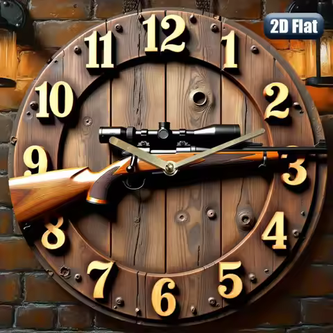 metal sign 2D flat Winchester Rifle & Ammo Design Silent Non-Ticking Wall Clock metal sign - Rustic 